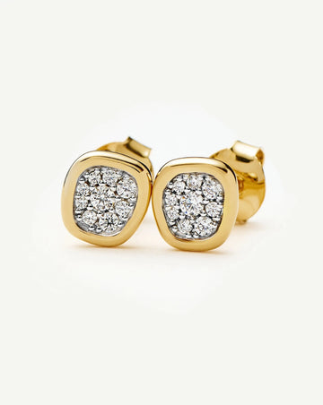 Molten Soft Square Pavé Stud Earrings | 18k Gold Plated/Cubic Zirconia Earrings Missoma 