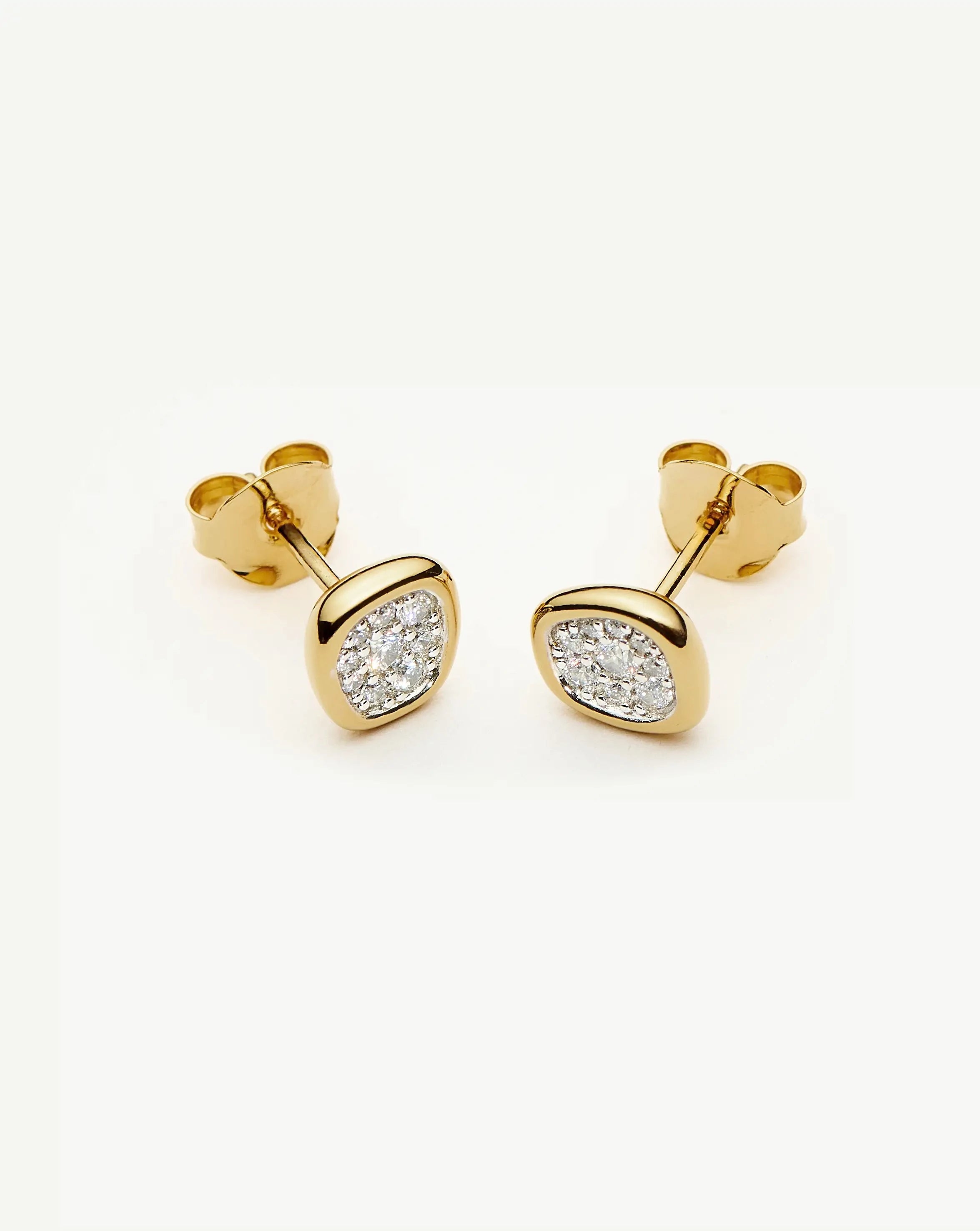 Molten Soft Square Pavé Stud Earrings | 18k Gold Plated/Cubic Zirconia Earrings Missoma 