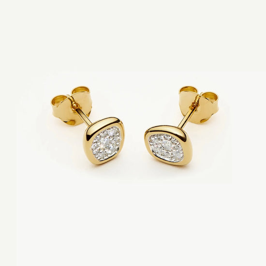 Molten Soft Square Pavé Stud Earrings | 18k Gold Plated/Cubic Zirconia Earrings Missoma 