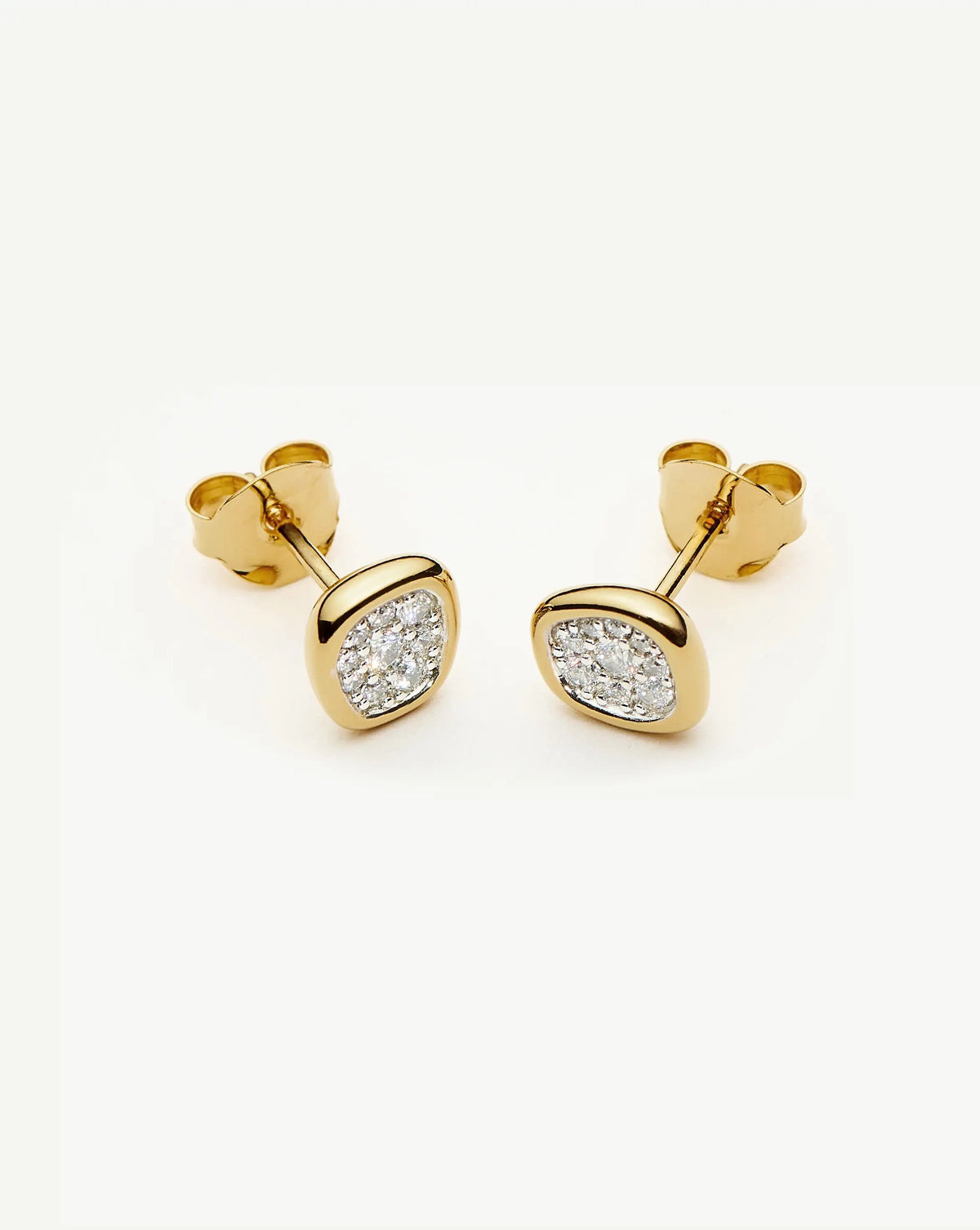 Molten Soft Square Pavé Stud Earrings | 18k Gold Plated/Cubic Zirconia Earrings Missoma 