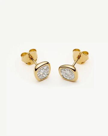 Molten Soft Square Pavé Stud Earrings | 18k Gold Plated/Cubic Zirconia Earrings Missoma 
