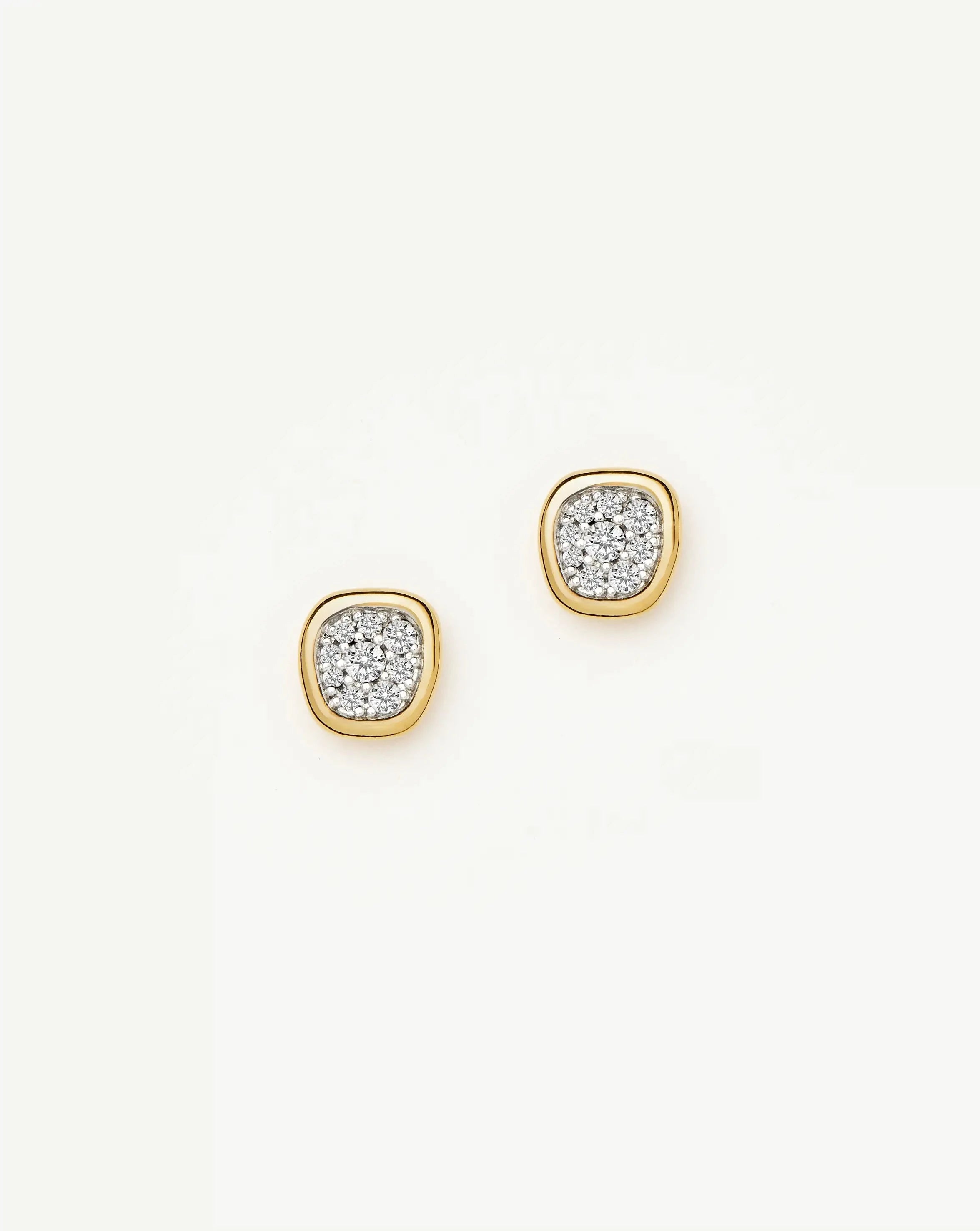 Molten Soft Square Pavé Stud Earrings | 18k Gold Plated/Cubic Zirconia Earrings Missoma 