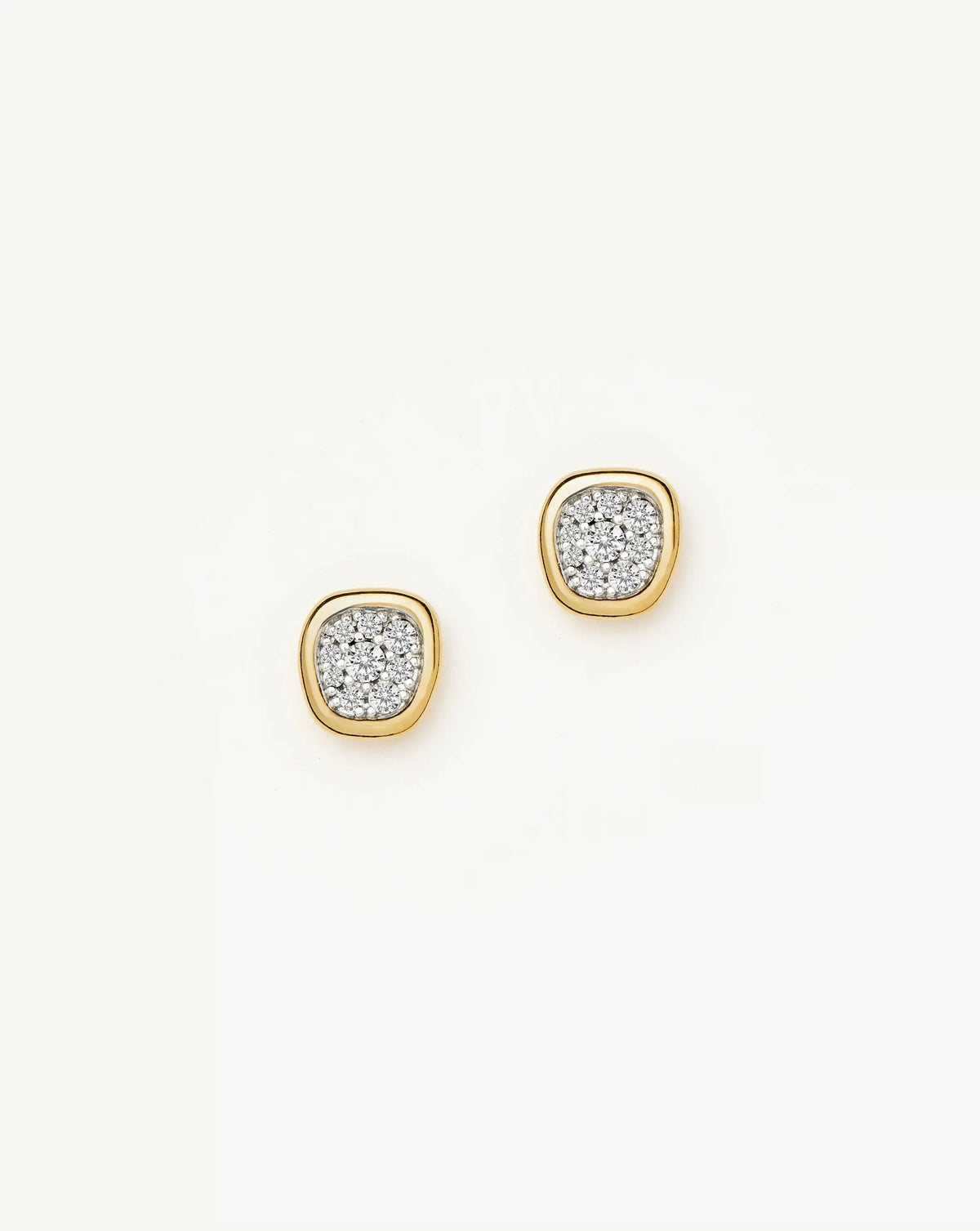 Molten Soft Square Pavé Stud Earrings | 18k Gold Plated/Cubic Zirconia Earrings Missoma 