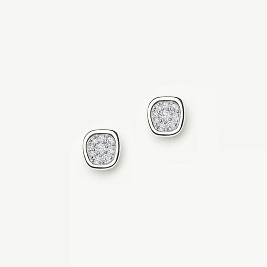 Molten Soft Square Pavé Stud Earrings | Silver Plated/Cubic Zirconia Earrings Missoma 