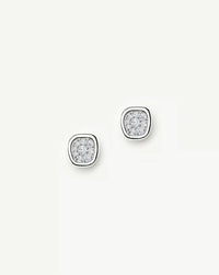 Molten Soft Square Pavé Stud Earrings | Silver Plated/Cubic Zirconia Earrings Missoma 