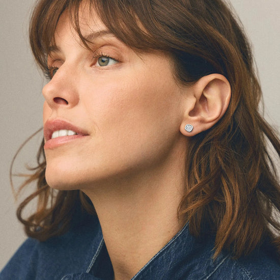 Molten Soft Square Pavé Stud Earrings | Silver Plated/Cubic Zirconia Earrings Missoma 