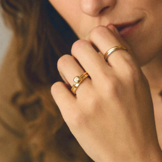 Molten Soft Square Ring | 18k Gold Plated/Cubic Zirconia Rings Missoma 