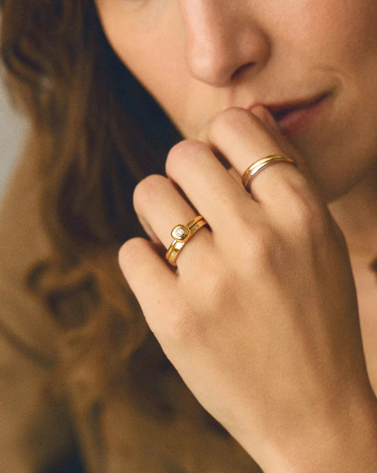 Molten Soft Square Ring | 18k Gold Plated/Cubic Zirconia Rings Missoma 