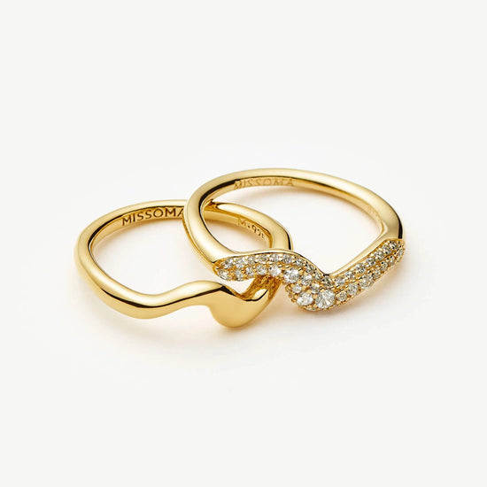 Molten Stacking Ring Set | 18k Gold Vermeil/Cubic Zirconia Rings Missoma 