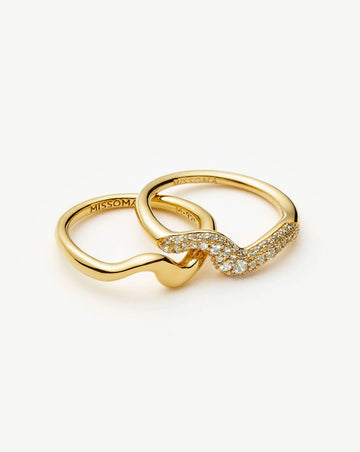 Molten Stacking Ring Set | 18k Gold Vermeil/Cubic Zirconia Rings Missoma 