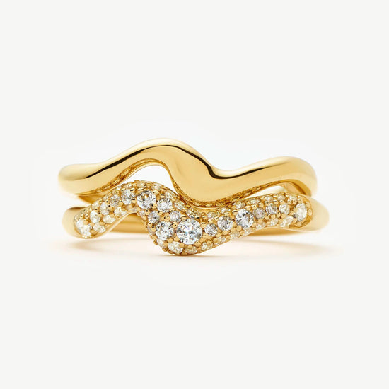 Molten Stacking Ring Set | 18k Gold Vermeil/Cubic Zirconia Rings Missoma 