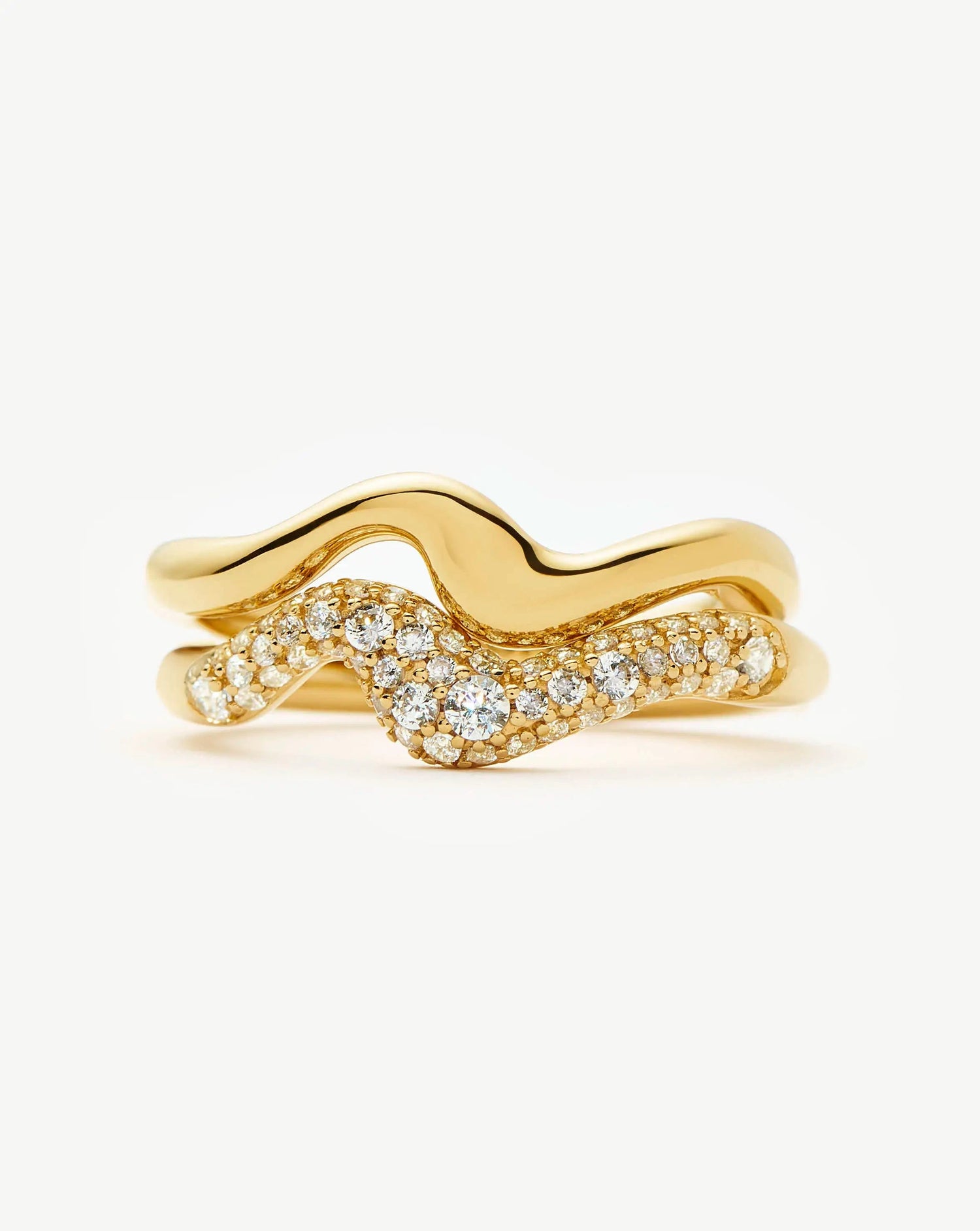 Molten Stacking Ring Set | 18k Gold Vermeil/Cubic Zirconia Rings Missoma 