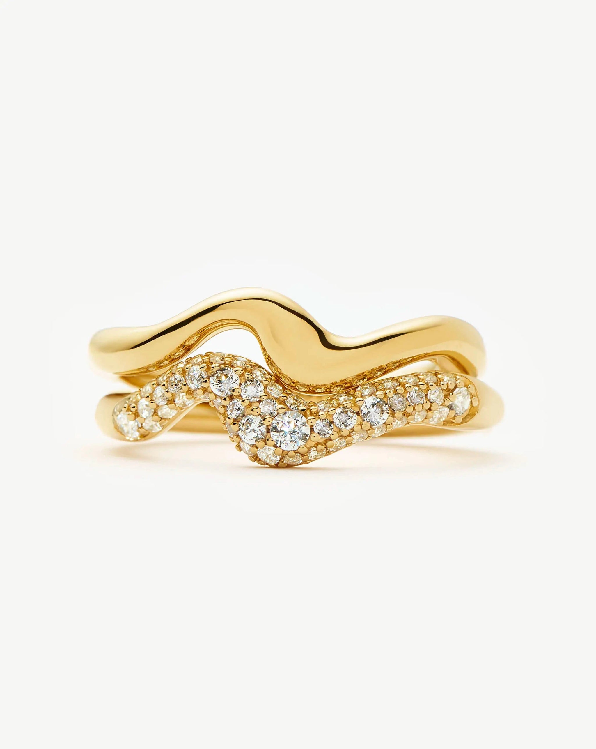 Molten Stacking Ring Set | 18k Gold Vermeil/Cubic Zirconia Rings Missoma 