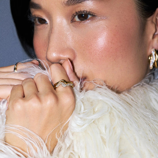 Molten Stacking Ring Set | 18k Gold Vermeil/Cubic Zirconia Rings Missoma 