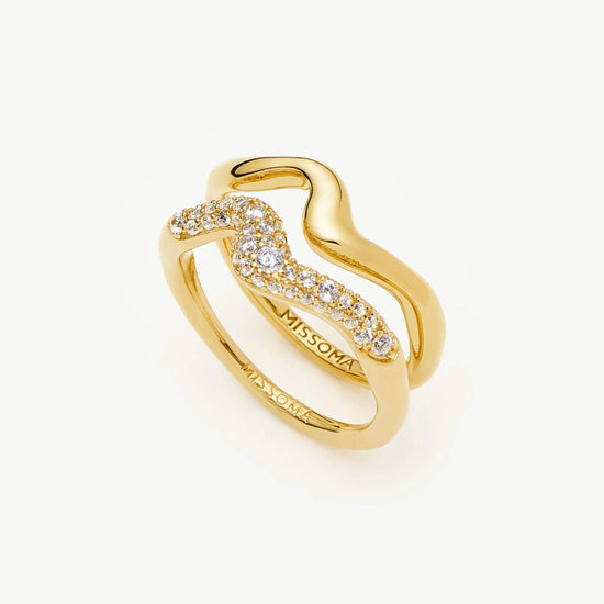 Molten Stacking Ring Set | 18k Gold Vermeil/Cubic Zirconia Rings Missoma 