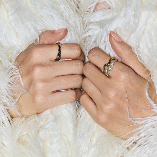 Molten Stacking Ring Set | 18k Gold Vermeil/Cubic Zirconia Rings Missoma 