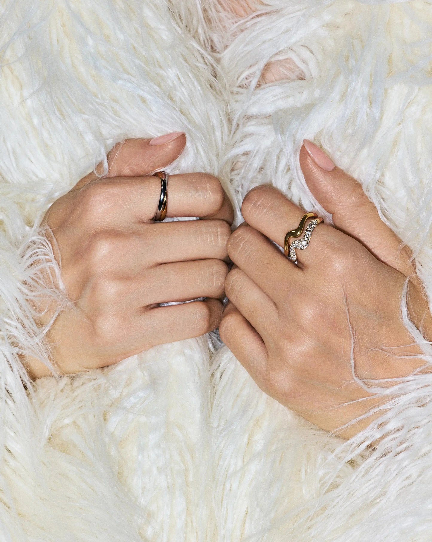 Molten Stacking Ring Set | 18k Gold Vermeil/Cubic Zirconia Rings Missoma 