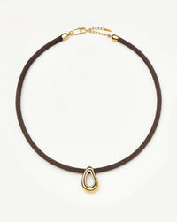 Molten Teardrop Brown Satin Cord Necklace | 18k Gold Plated/Cubic Zirconia Necklaces Missoma 
