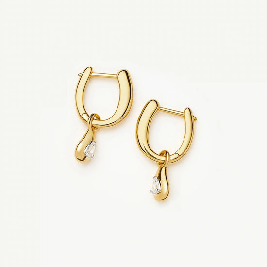 Molten Teardrop Diamond Charm Hoop Earrings | 18k Gold Vermeil/Lab grown Diamond Earrings Missoma 