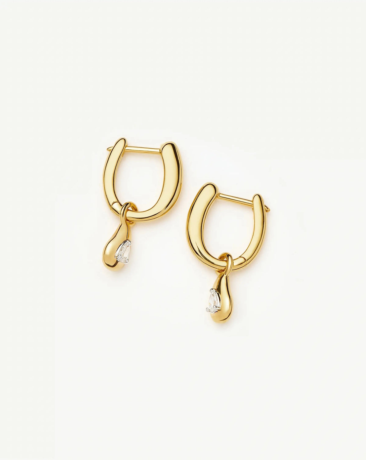 Molten Teardrop Diamond Charm Hoop Earrings | 18k Gold Vermeil/Lab grown Diamond Earrings Missoma 