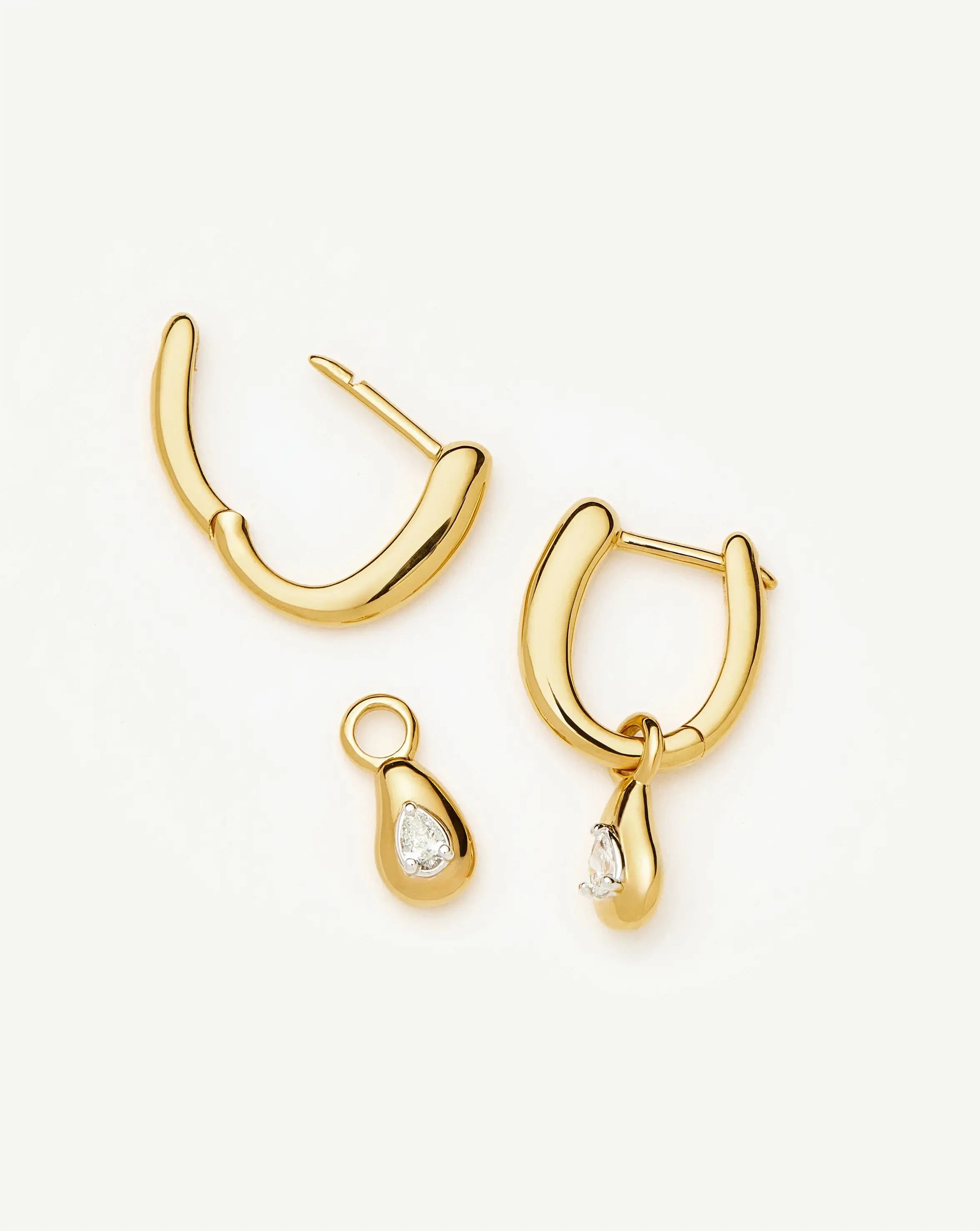 Molten Teardrop Diamond Charm Hoop Earrings | 18k Gold Vermeil/Lab grown Diamond Earrings Missoma 