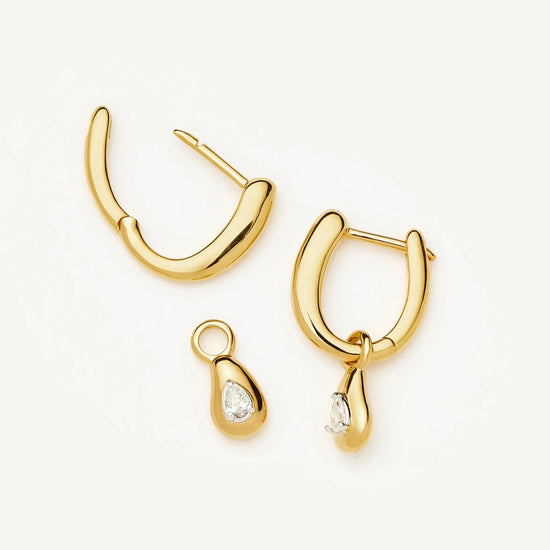 Molten Teardrop Diamond Charm Hoop Earrings | 18k Gold Vermeil/Lab grown Diamond Earrings Missoma 