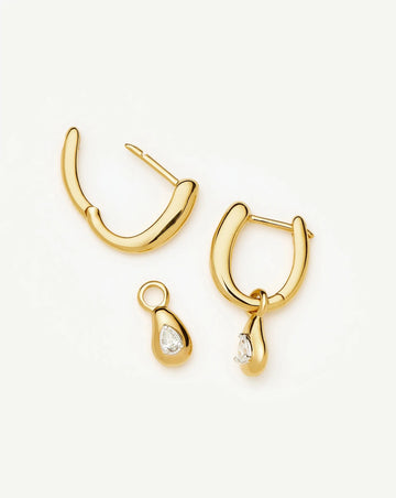 Molten Teardrop Diamond Charm Hoop Earrings | 18k Gold Vermeil/Lab grown Diamond Earrings Missoma 