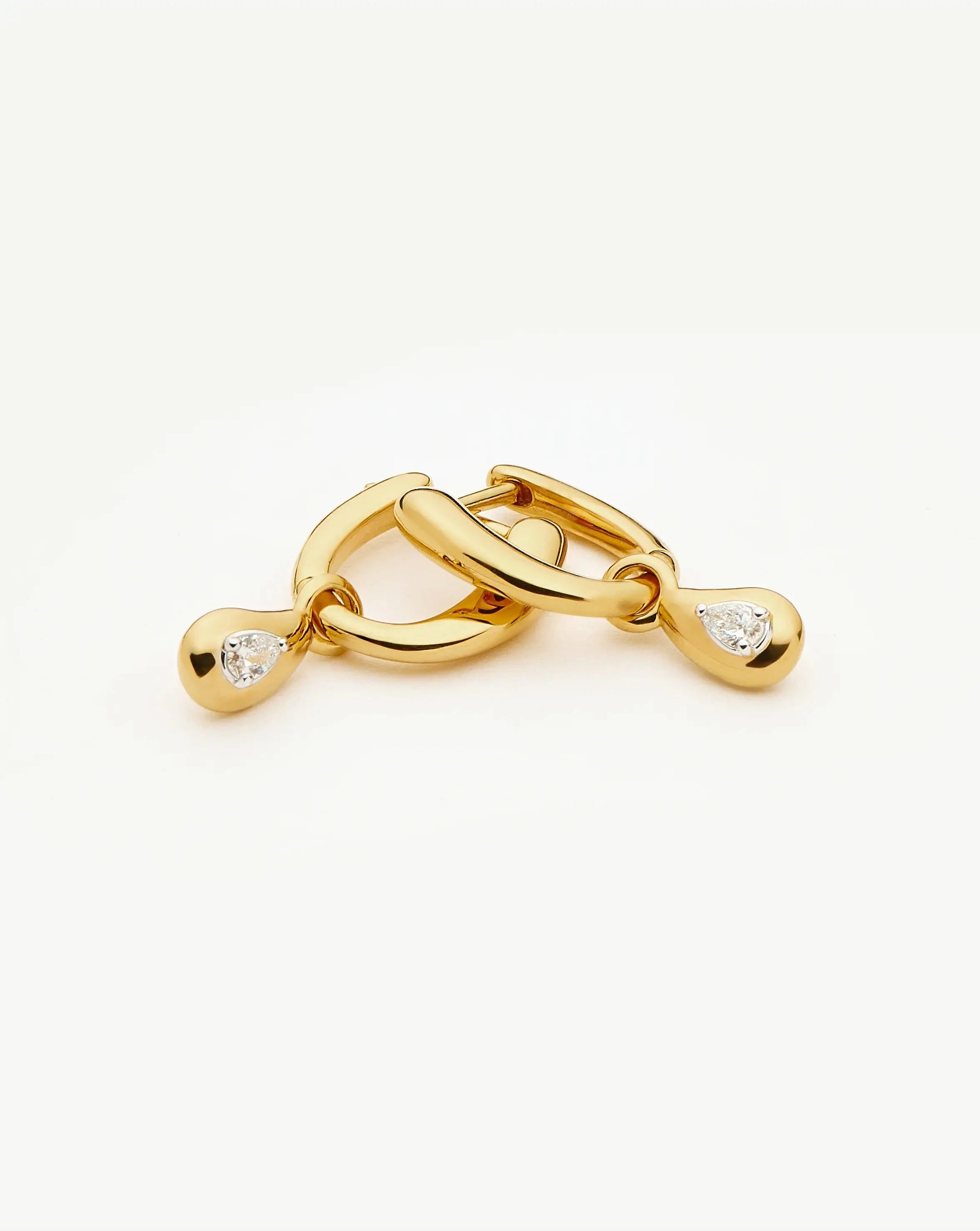 Molten Teardrop Diamond Charm Hoop Earrings | 18k Gold Vermeil/Lab grown Diamond Earrings Missoma 