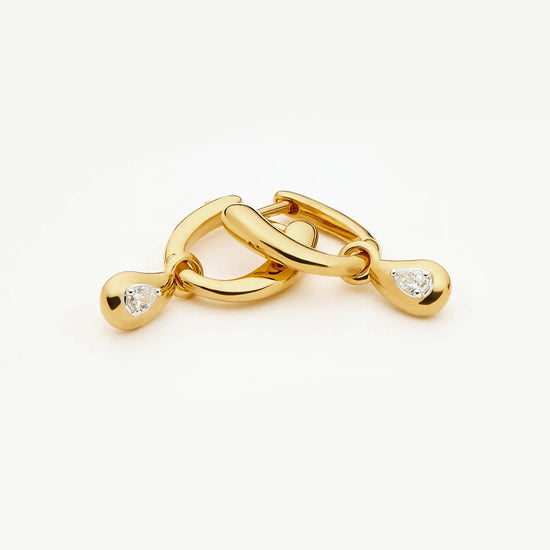 Molten Teardrop Diamond Charm Hoop Earrings | 18k Gold Vermeil/Lab grown Diamond Earrings Missoma 