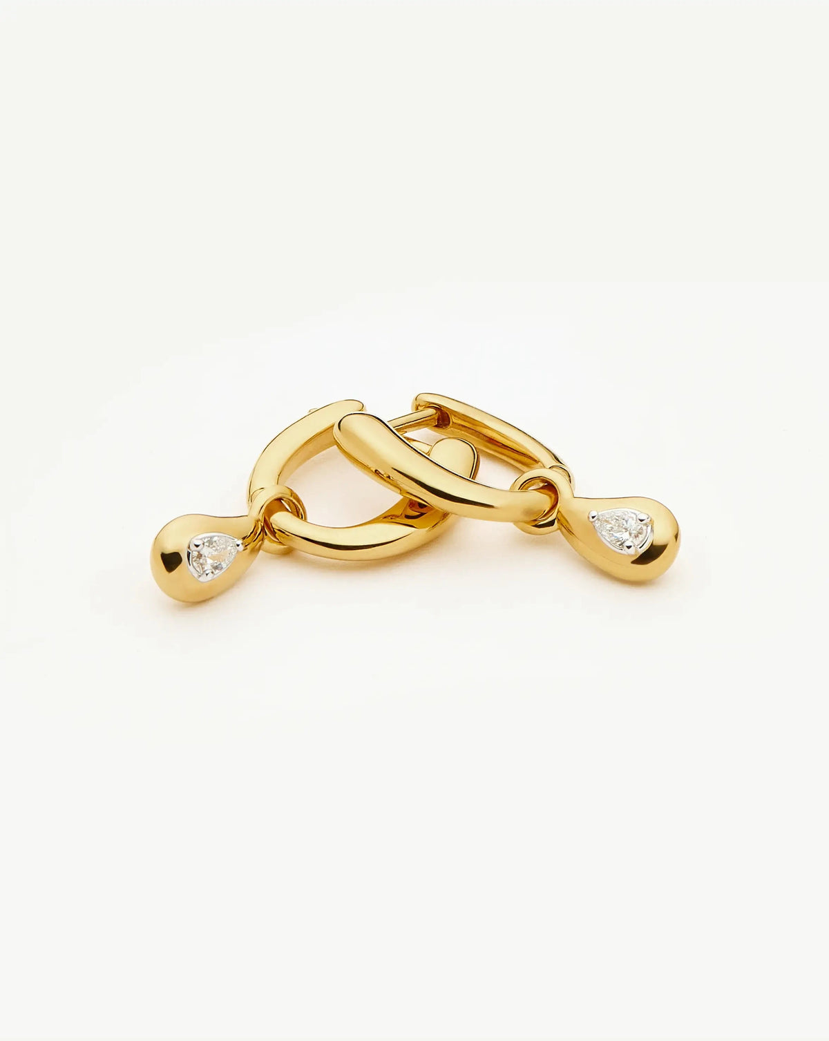 Molten Teardrop Diamond Charm Hoop Earrings | 18k Gold Vermeil/Lab grown Diamond Earrings Missoma 