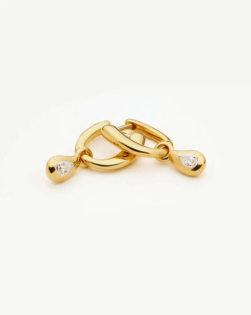 Molten Teardrop Diamond Charm Hoop Earrings | 18k Gold Vermeil/Lab grown Diamond Earrings Missoma 