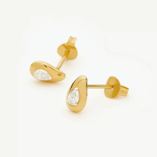 Molten Teardrop Diamond Stud Earrings | 18k Gold Vermeil/Lab grown Diamond Earrings Missoma 