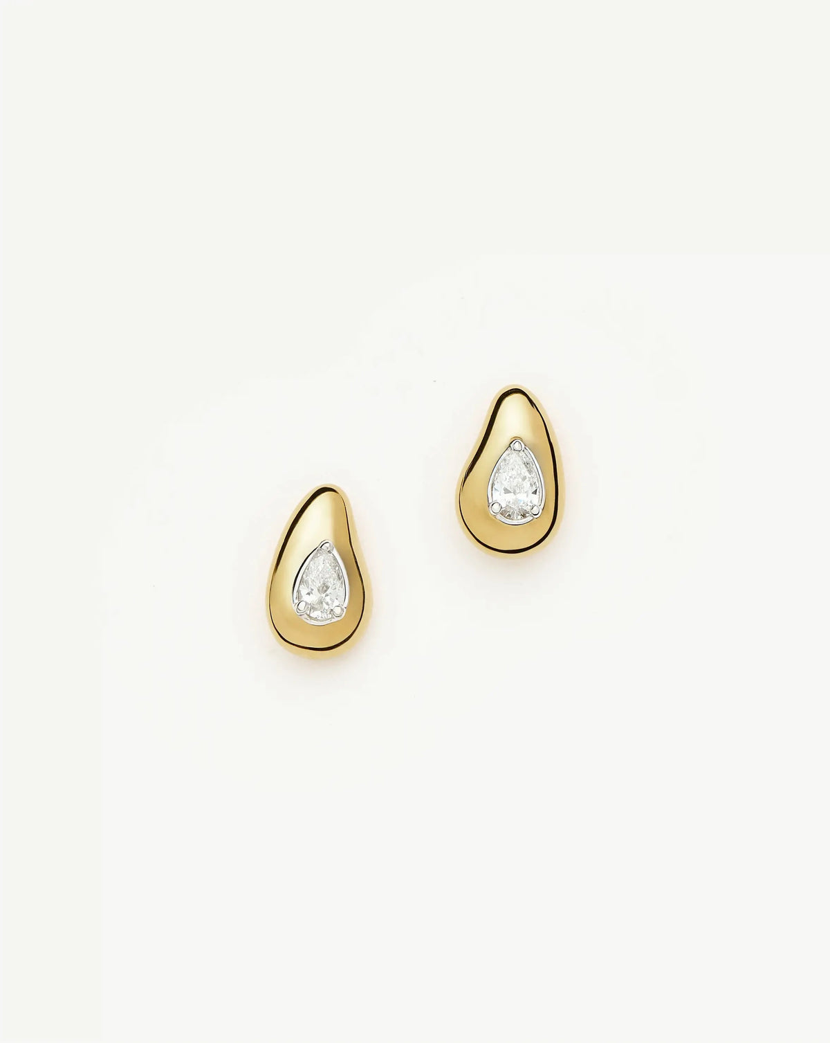 Molten Teardrop Diamond Stud Earrings | 18k Gold Vermeil/Lab grown Diamond Earrings Missoma 