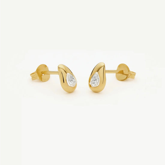 Molten Teardrop Diamond Stud Earrings | 18k Gold Vermeil/Lab grown Diamond Earrings Missoma 