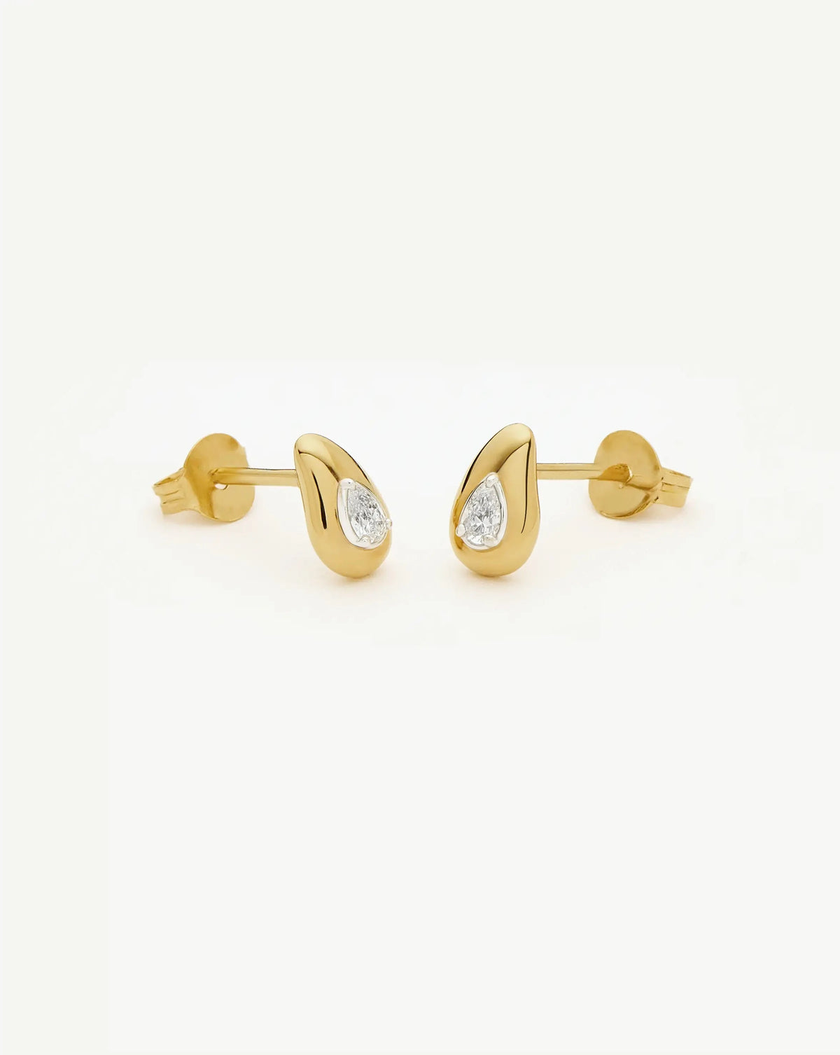 Molten Teardrop Diamond Stud Earrings | 18k Gold Vermeil/Lab grown Diamond Earrings Missoma 