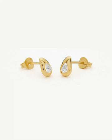Molten Teardrop Diamond Stud Earrings | 18k Gold Vermeil/Lab grown Diamond Earrings Missoma 