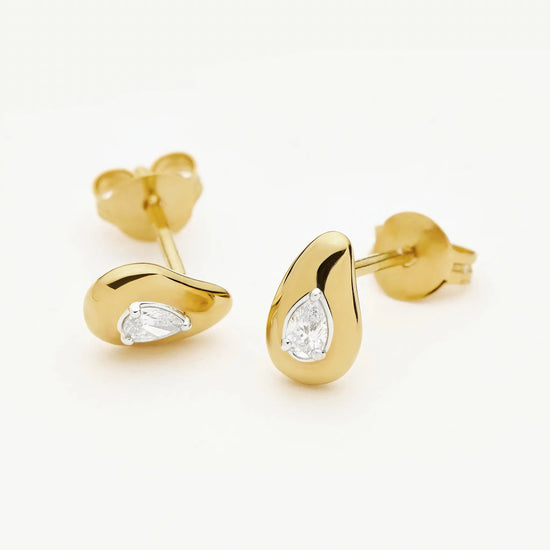 Molten Teardrop Diamond Stud Earrings | 18k Gold Vermeil/Lab grown Diamond Earrings Missoma 
