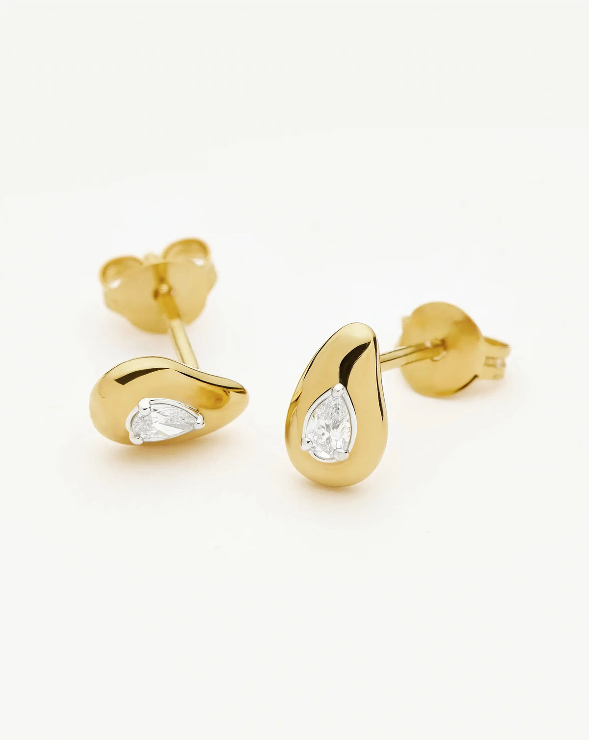 Molten Teardrop Diamond Stud Earrings | 18k Gold Vermeil/Lab grown Diamond Earrings Missoma 