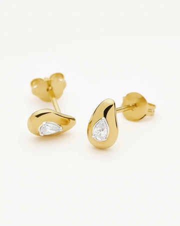 Molten Teardrop Diamond Stud Earrings | 18k Gold Vermeil/Lab grown Diamond Earrings Missoma 