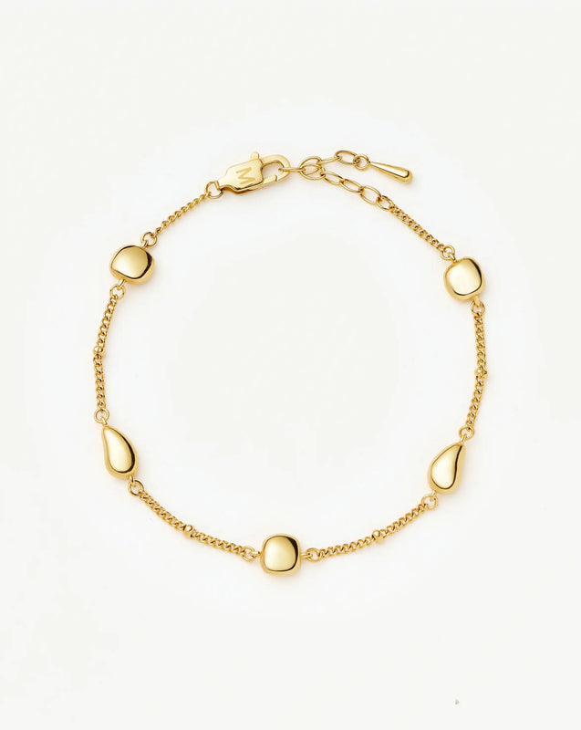 Molten Teardrop Multi Charm Bracelet | 18k Gold Plated