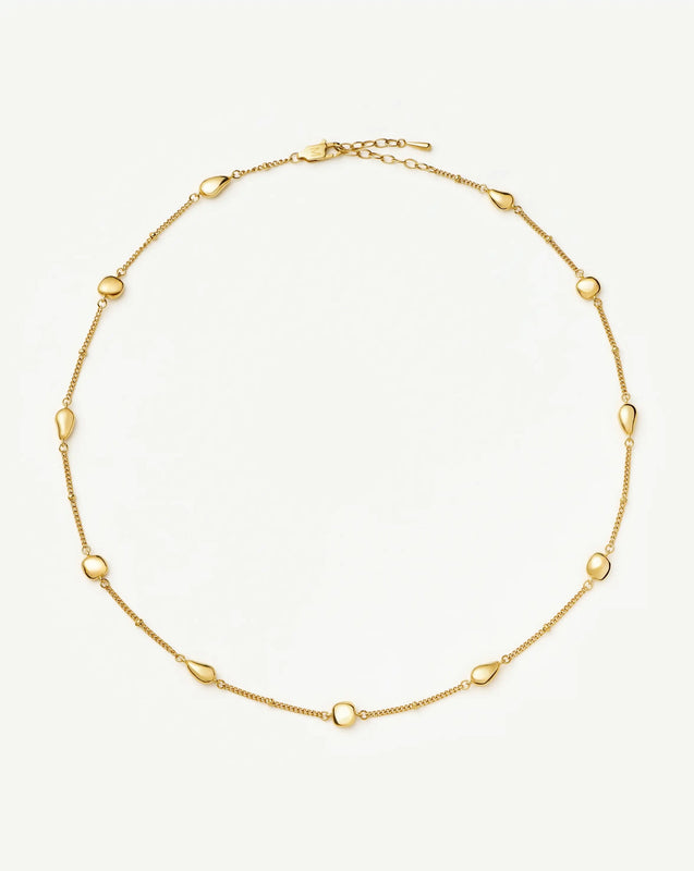 Molten Teardrop Multi Charm Necklace | 18k Gold Plated