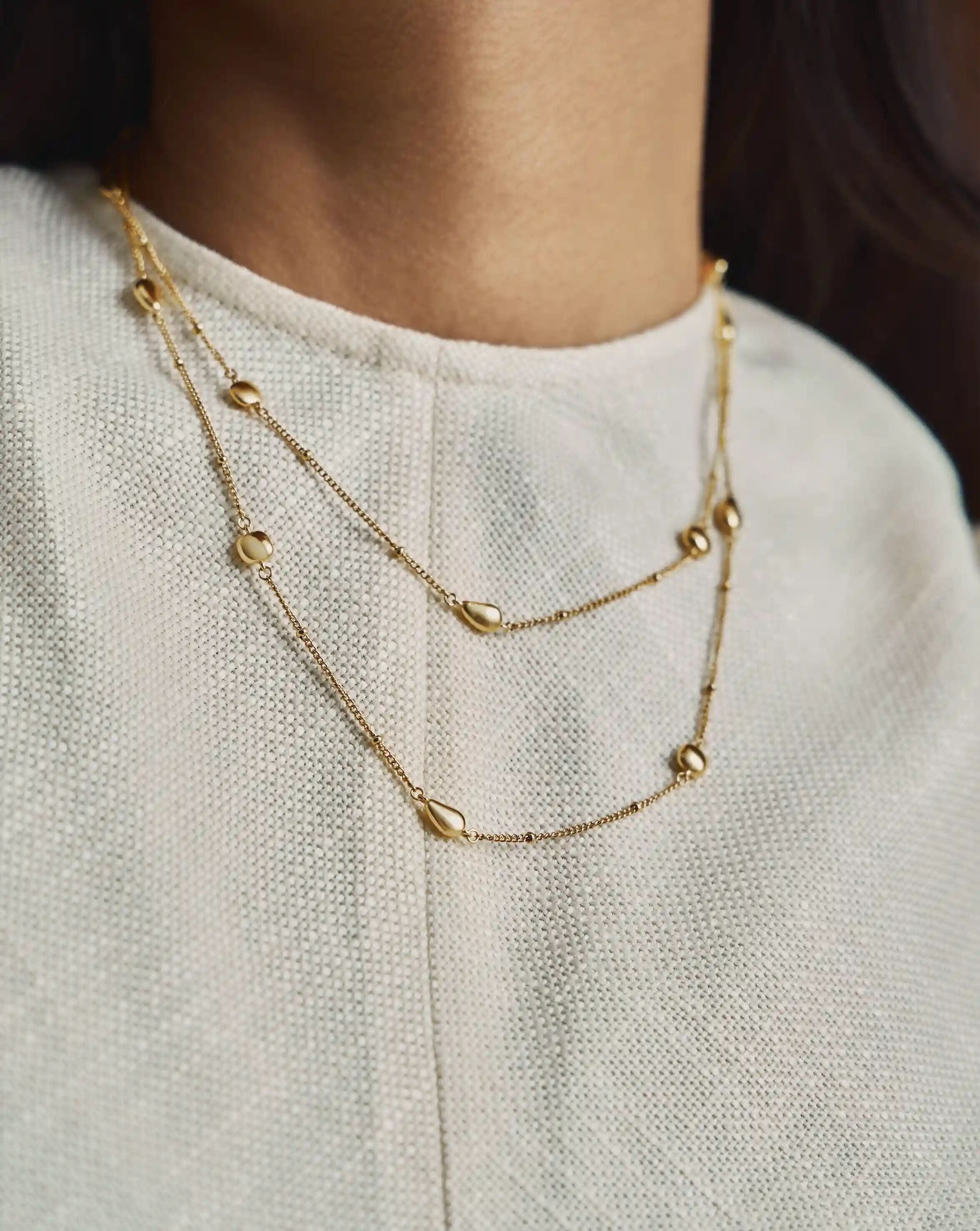 Molten Teardrop Multi Charm Wraparound Necklace | 18k Gold Plated Necklaces Missoma 