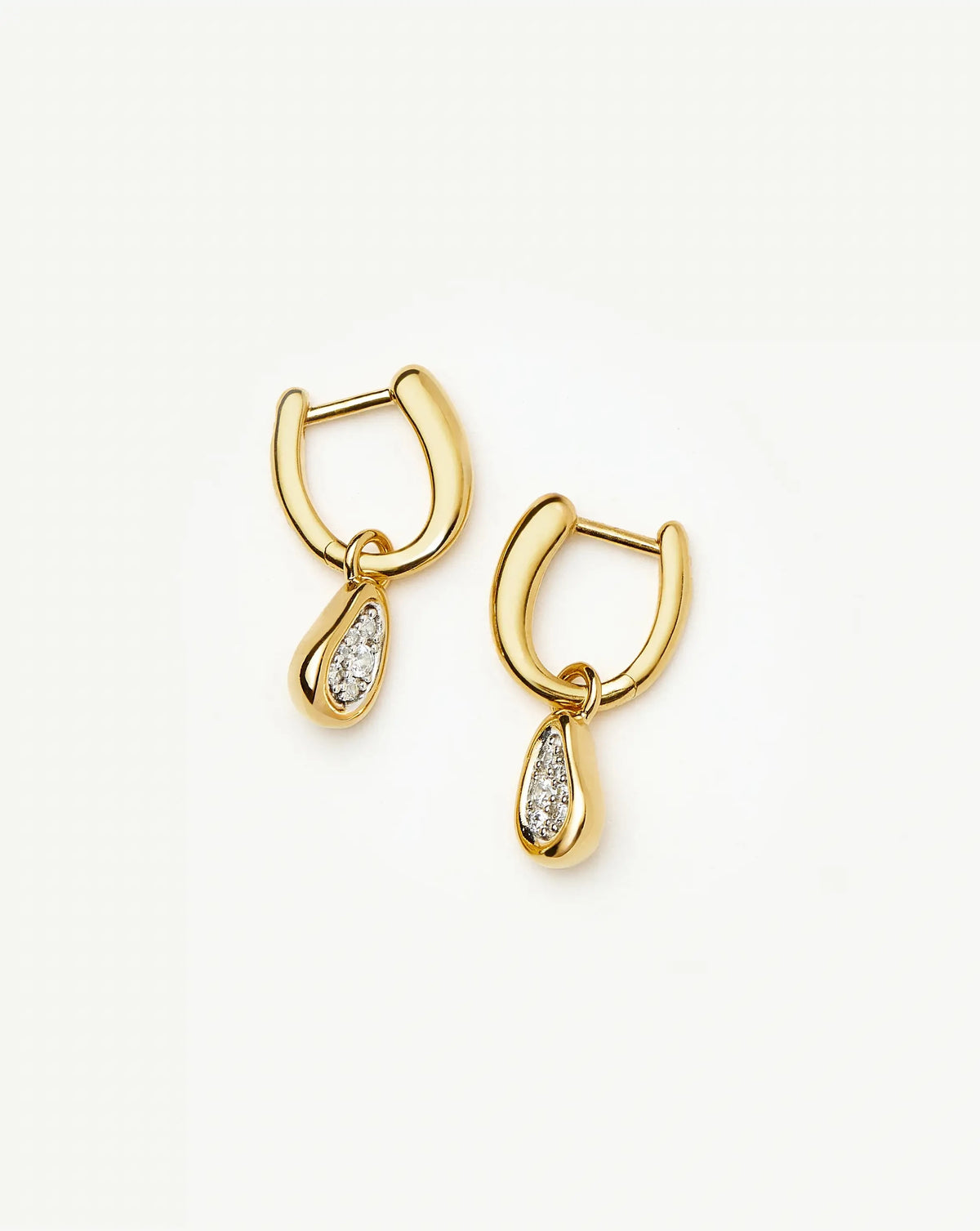 Molten Teardrop Pavé Charm Hoop Earrings | 18k Gold Plated/Cubic Zirconia Earrings Missoma 