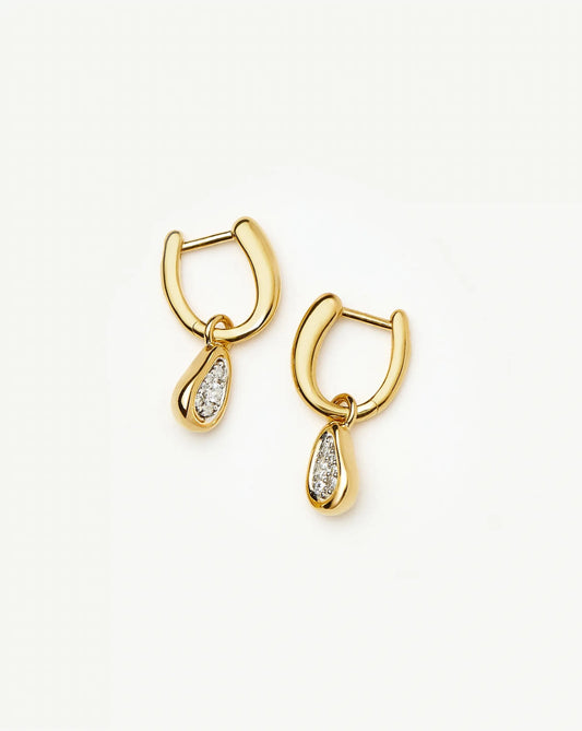 Molten Teardrop Pavé Charm Hoop Earrings | 18k Gold Plated/Cubic Zirconia Earrings Missoma 