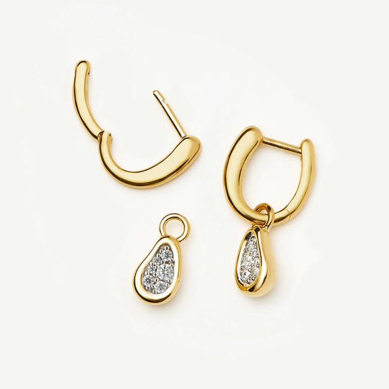 Molten Teardrop Pavé Charm Hoop Earrings | 18k Gold Plated/Cubic Zirconia Earrings Missoma 