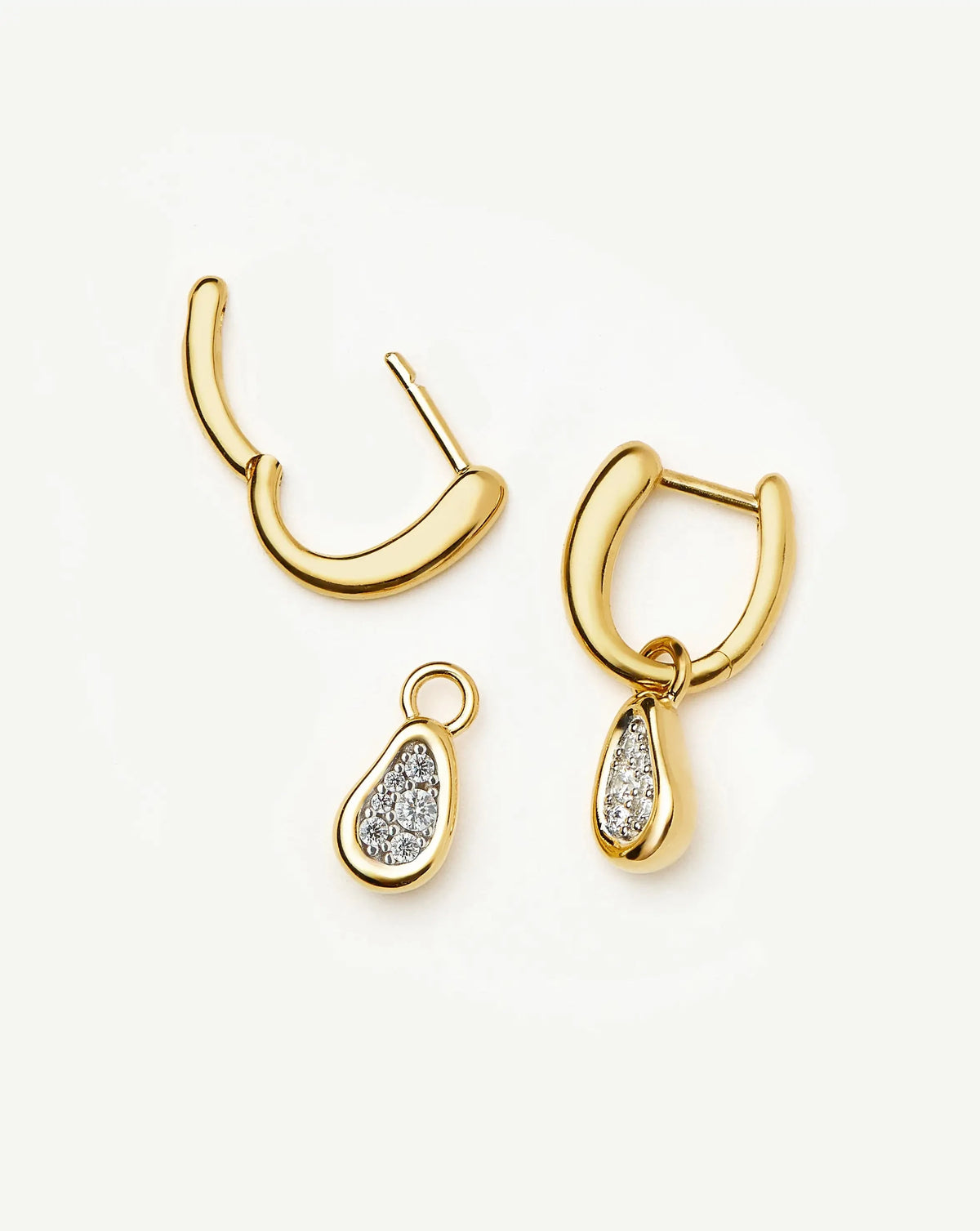 Molten Teardrop Pavé Charm Hoop Earrings | 18k Gold Plated/Cubic Zirconia Earrings Missoma 