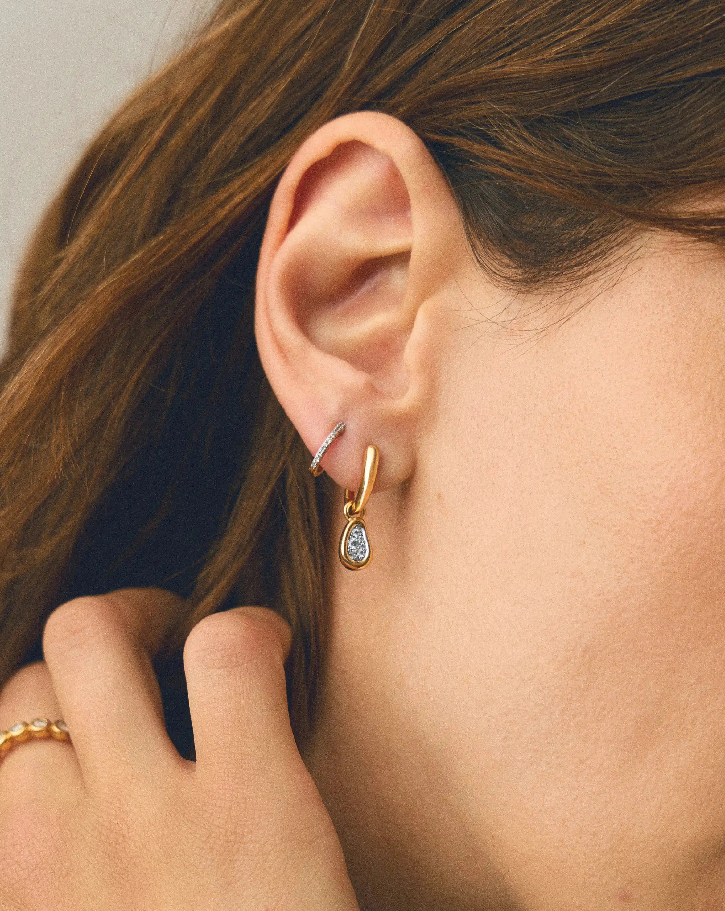 Molten Teardrop Pavé Charm Hoop Earrings | 18k Gold Plated/Cubic Zirconia Earrings Missoma 
