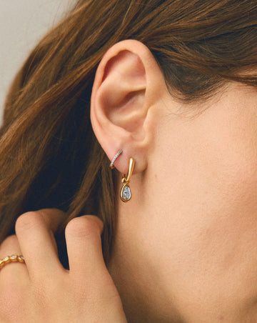 Molten Teardrop Pavé Charm Hoop Earrings | 18k Gold Plated/Cubic Zirconia Earrings Missoma 