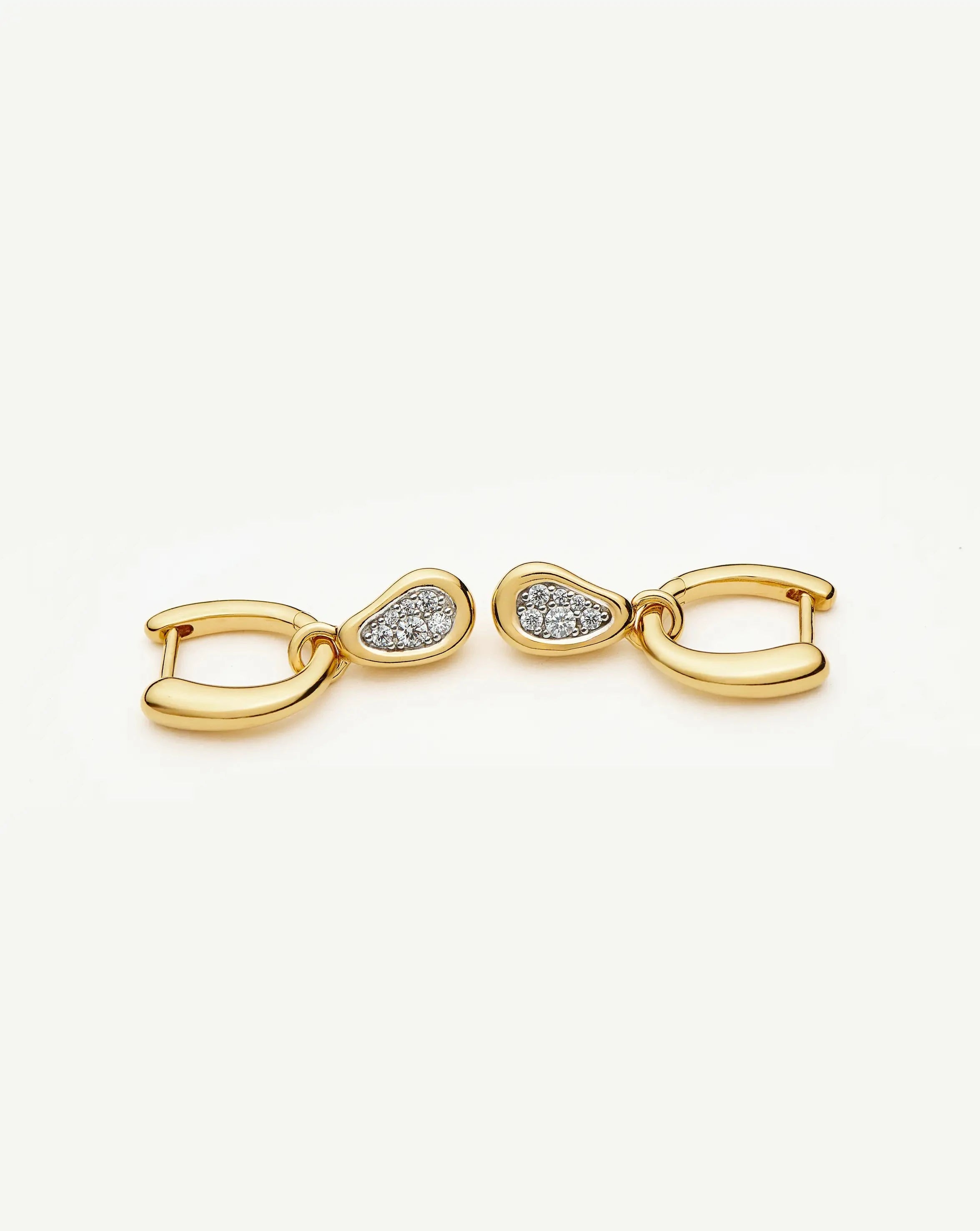 Molten Teardrop Pavé Charm Hoop Earrings | 18k Gold Plated/Cubic Zirconia Earrings Missoma 