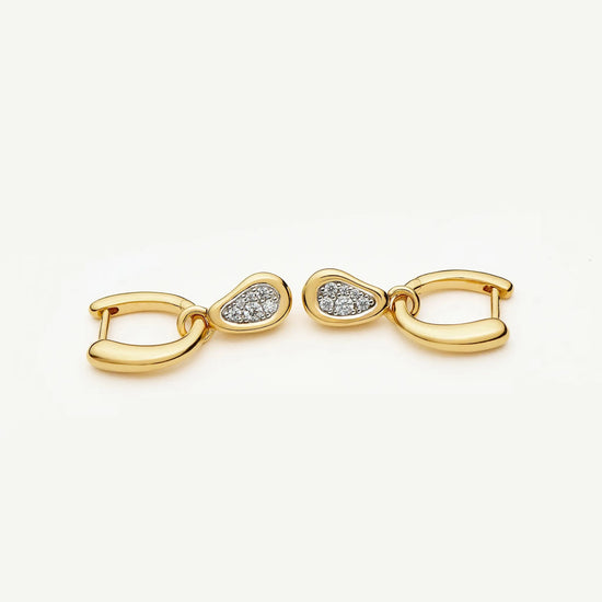 Molten Teardrop Pavé Charm Hoop Earrings | 18k Gold Plated/Cubic Zirconia Earrings Missoma 